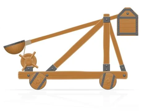 Old wooden catapult vector illustration Stock Illustration