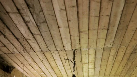 Old wooden ceiling with lamp Stock Footage 102167766