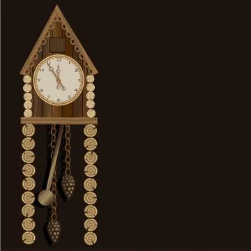 Old wooden clock with a pendulum Stock Illustration