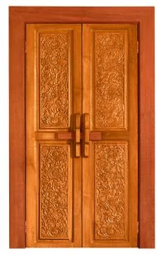 Old wooden door with carvings Stock Photos