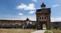 Old wooden fortress in Kyivan Rus park, Kopachiv village, Ukraine HD Footage