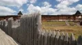 Old wooden fortress in Kyivan Rus park, Kopachiv village, Ukraine HD Footage