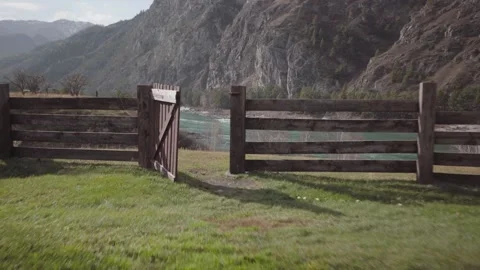 Old wooden gate Stock Footage 144420440