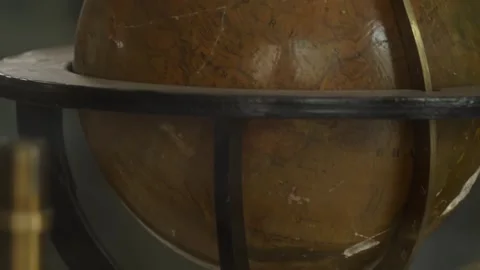 Old Wooden Globe in Geography Study Display Video stock 261734470