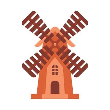 Old wooden mill for flour processing. Stock Illustration