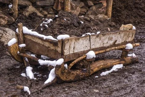 Old wooden mudd sledge Stock Photos