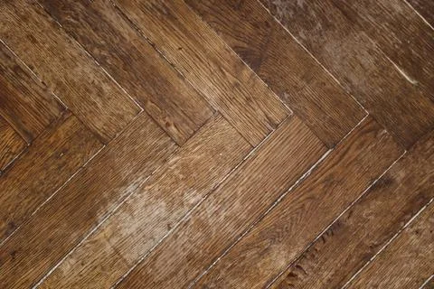 Old wooden parquet texture angular masonry brown flooring retro Stock Photos
