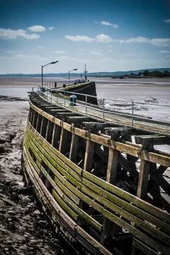 Old wooden pier at Sharpness Stock Photos