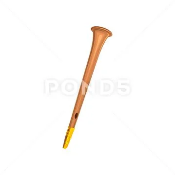 Old wooden pipe sopilka in flat style. Concept of small woodwind musical Stock Illustration
