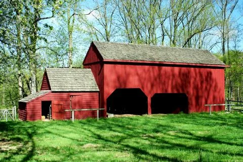 Old wooden red barn Stock Photos
