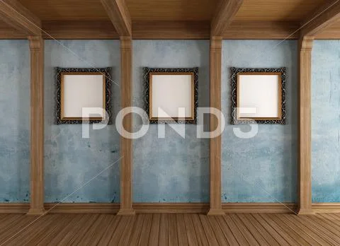 Old wooden room with classic frame Stock Illustration
