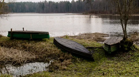 Old wooden Rowboat Stock Footage 33693583