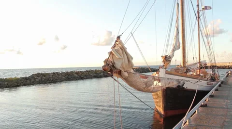 Old Wooden Ship Stock Footage 29679178