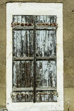 Old wooden shutters Nevers Nievre departement France Stock Photos