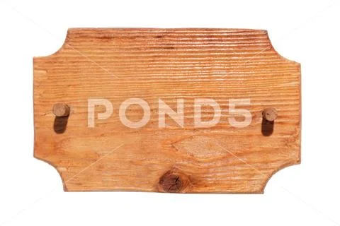 Old wooden sign with wooden gag. Isolated Stock Photos