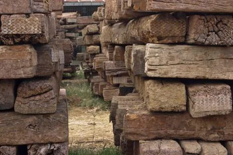 Old wooden sleeper Stock Photos