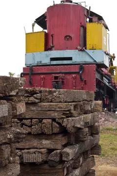 Old wooden sleeper Stock Photos