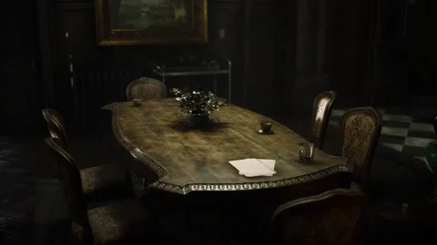 Old wooden table in classic interior Vídeo Stock 159705276