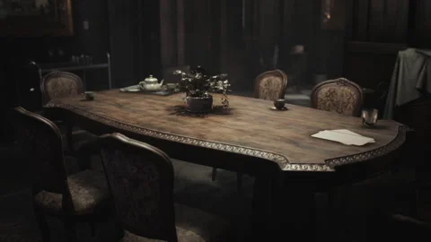 Old wooden table in classic interior Видео 160191267