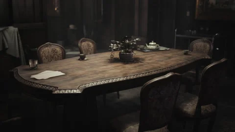 Old wooden table in classic interior Видео 160748119