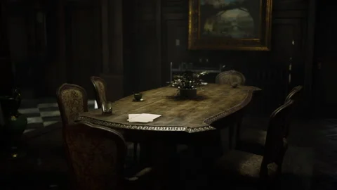 Old wooden table in classic interior Stock-Footage 161120961