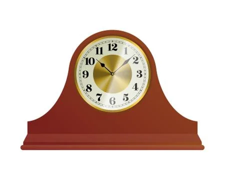 Old wooden table clock with round dial Stock Illustration