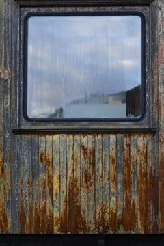 Old wooden train window Stock Photos