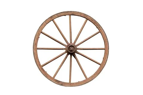 Old wooden wheel. isolated on white background Photos