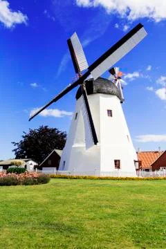 An old, wooden windmill in Denmark Stock Photos