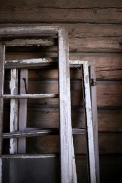 Old wooden window frames Foto stock