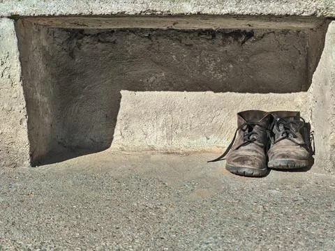 Old work boots used for working Stock Photos