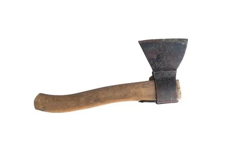 Old working axe with rust on the blade Stock Photos