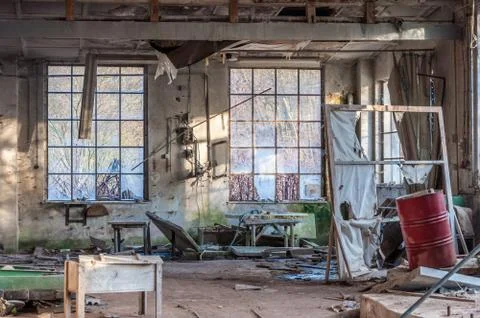 Old workshop in a factory Stock Photos