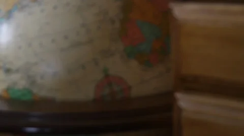Old world globe, close-up. Smoothly pan left, tilt up, focus in. HD 1080p 24fps. Stock Footage 22724655