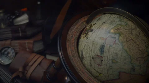 Old world Globe Stock Footage 39987545