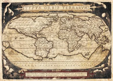 Old World Map (1570)  Typus Orbis Terrarum Stock Illustration