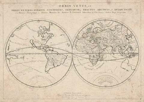 The Old World - Map from 1657 Stock Photos
