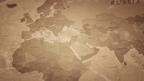 Old world map animation. Camera traveling from Africa to Europe Stock Footage 170372268
