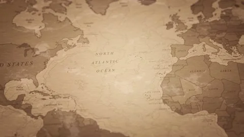 Old world map animation. Camera traveling from Africa to North America Vidéo 170372274