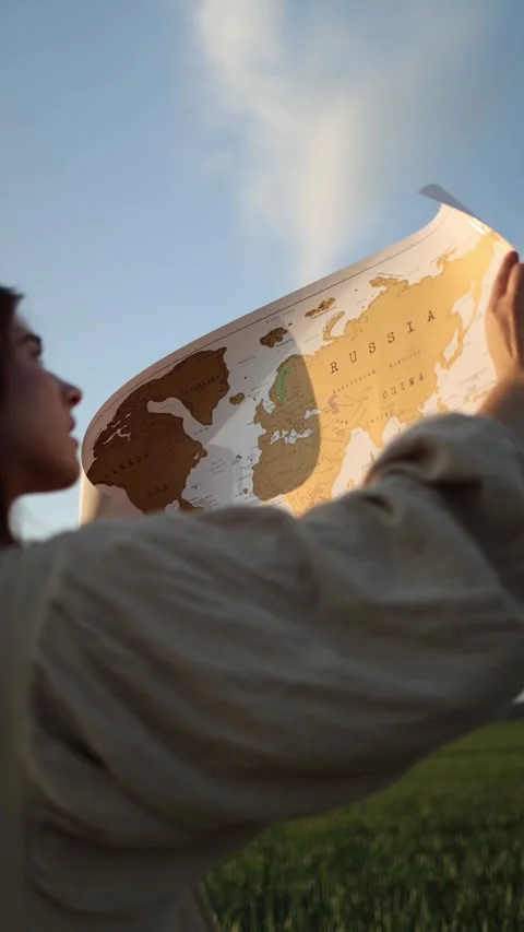 Old world map before environmental collapse Stock Footage 337941399