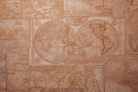 Old world map vintage pattern. Stock Photos