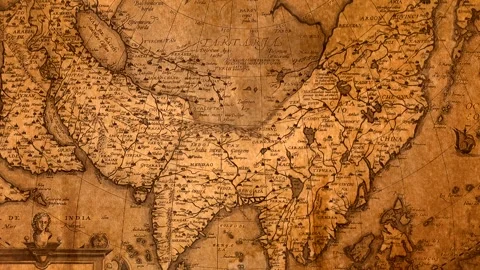 Old World Map Zoom Stock Footage 332512377