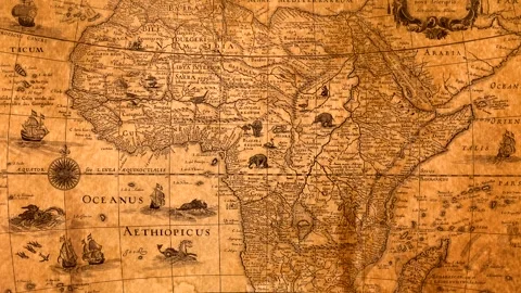 Old World Map Zoom Stock Footage 332512384