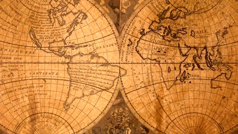 Old World Map Zoom Stock Footage 332789478