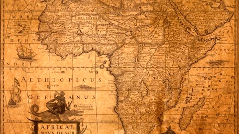 Old World Map Zoom Stock Footage 334736496