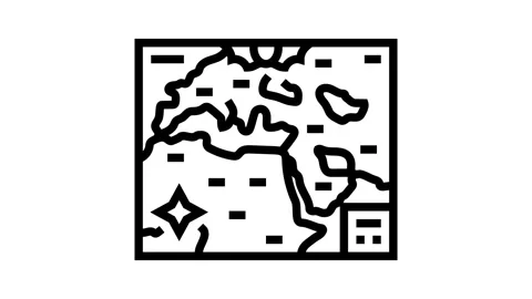 Old world maps geographical discoveries line icon animation Stock Footage 326124722
