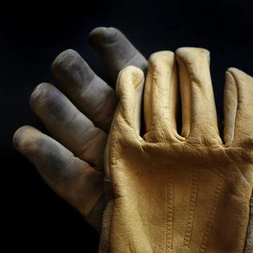 Old Worn Leather Work Gloves Workgloves Stock Photos