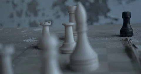 Old worn out chess set Stock Footage 200949730
