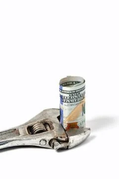 Old wrench with a note in it Stock Photos