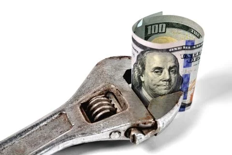 Old wrench with a note in it Stock Photos